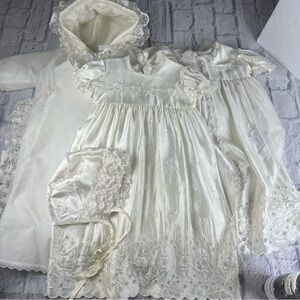 Vintage 5 piece christening gown set; baptism gown set